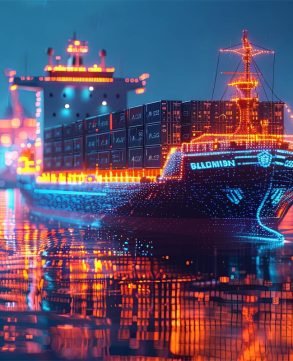 Container Ship in Ocean