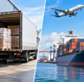 international-freight-forwarder-shipping-documents International freight forwarder reviewing shipping documents and customs paperwork at a logistics office
